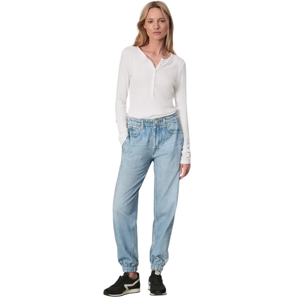 rag & bone Miramar XXS Denim Print Joggers Athleisure Streetwear Model Off Duty